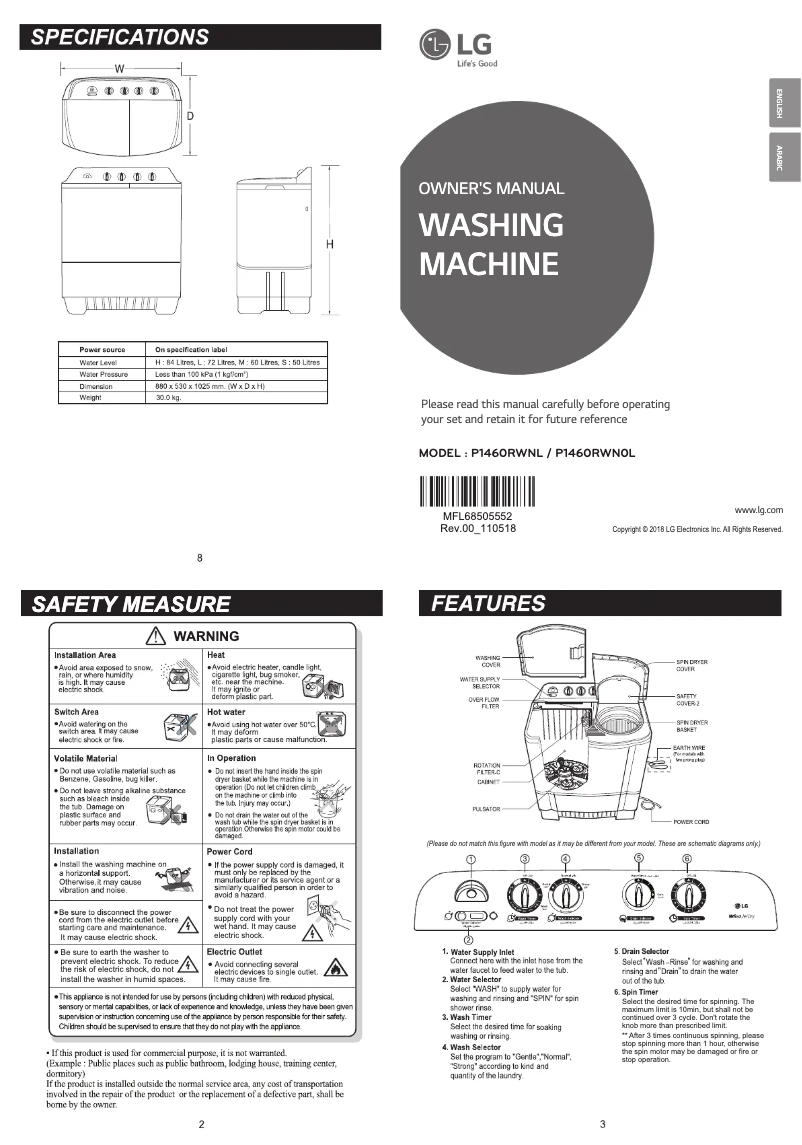 Image de la première page du manuel de l'appareil P1460RWN0L