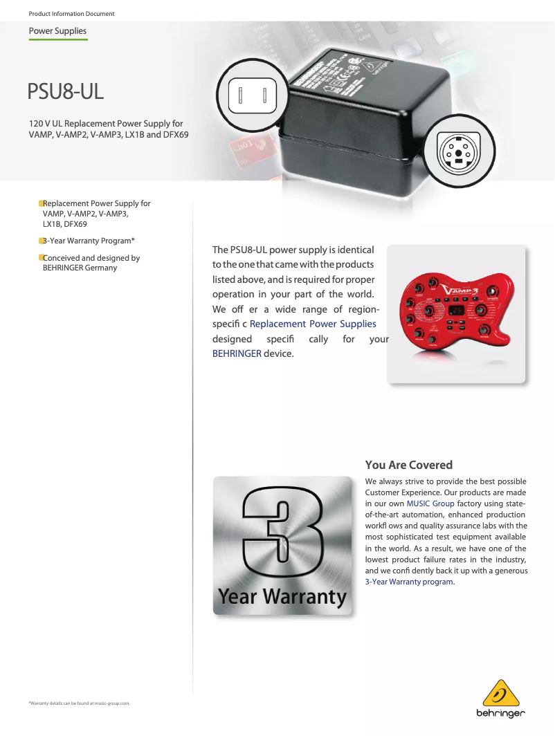 Image de la première page du manuel de l'appareil PSU8-UL