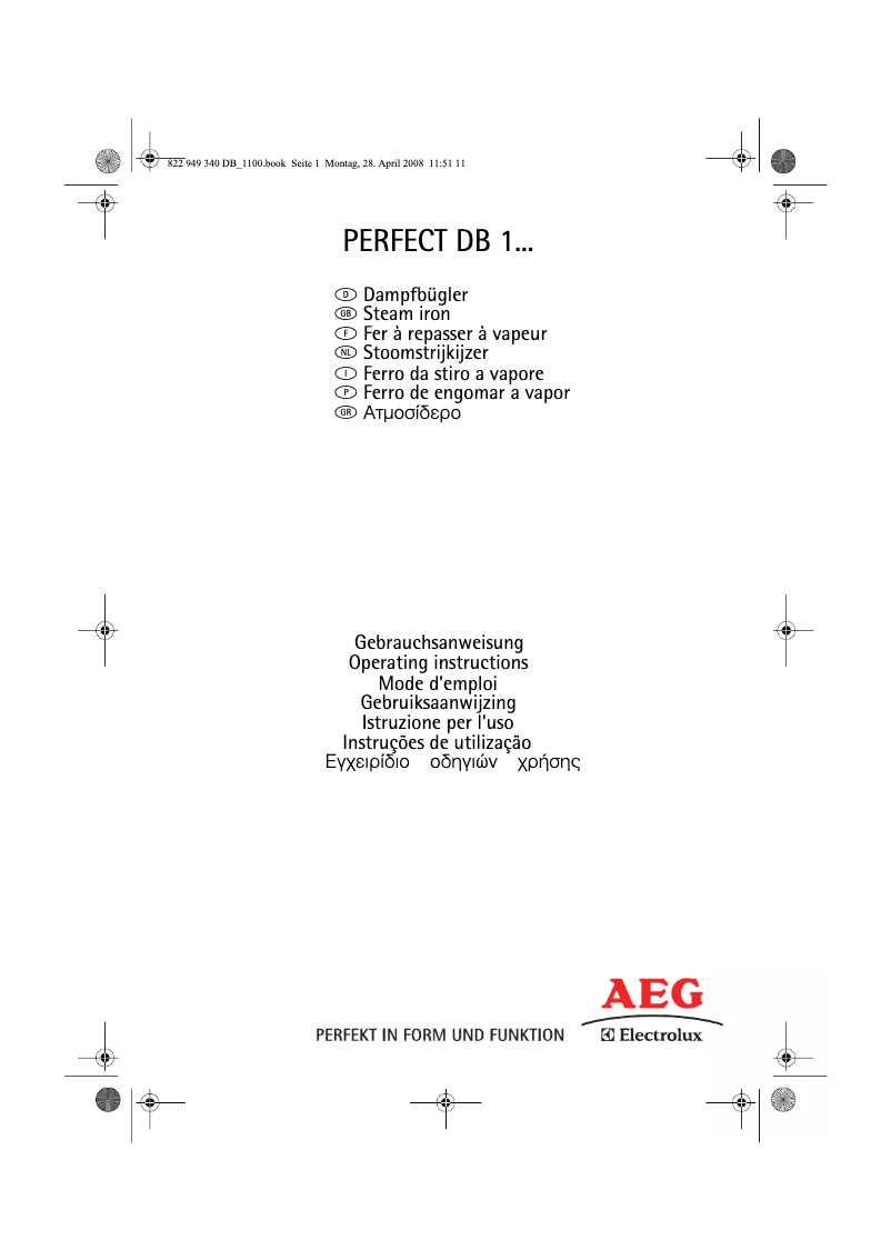 Página 1 del manual Manual de usuario AEG Perfect DB1150