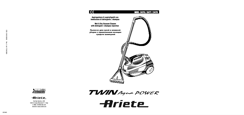 Page 1 de la notice Manuel utilisateur Ariete Twin Aqua Power 2476