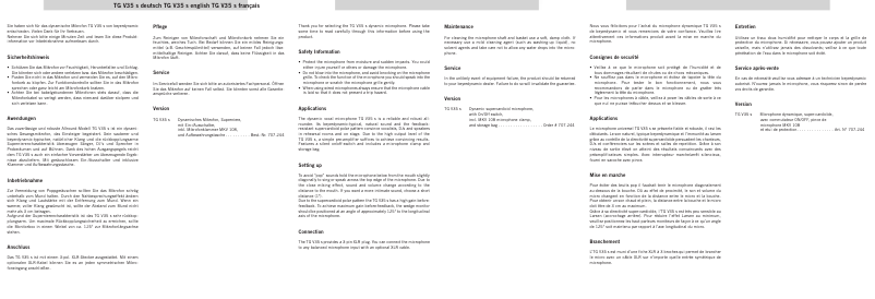 Page 1 de la notice Manuel utilisateur Beyerdynamic TG V35 s