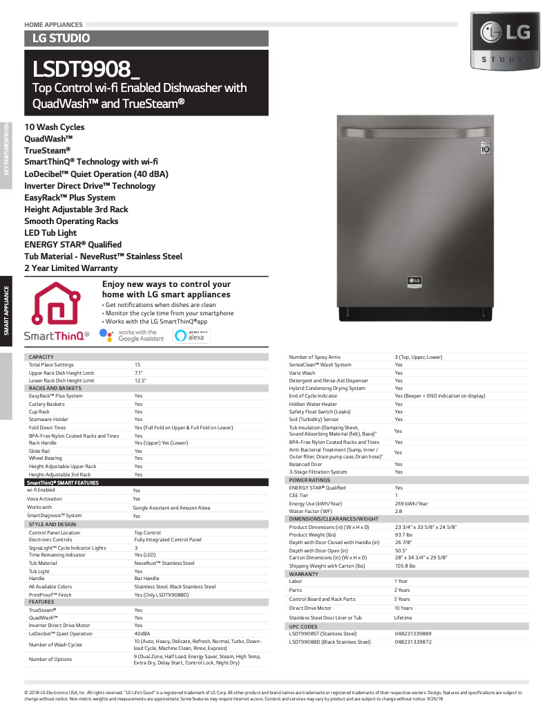 Image de la première page du manuel de l'appareil LSDT9908SS