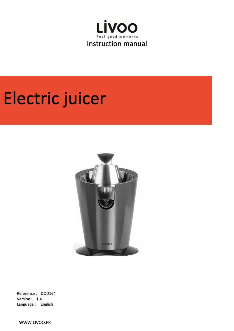 Page n°1 - Manuel utilisateur Livoo DOD164
