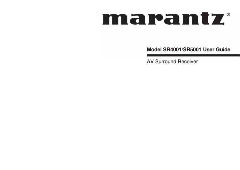 Image de la première page du manuel de l'appareil SR-5001