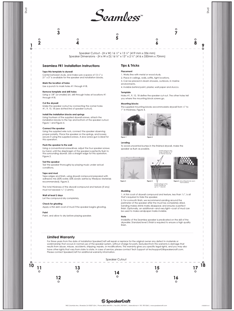 Page 1 de la notice Manuel utilisateur SpeakerCraft Seamless FR1