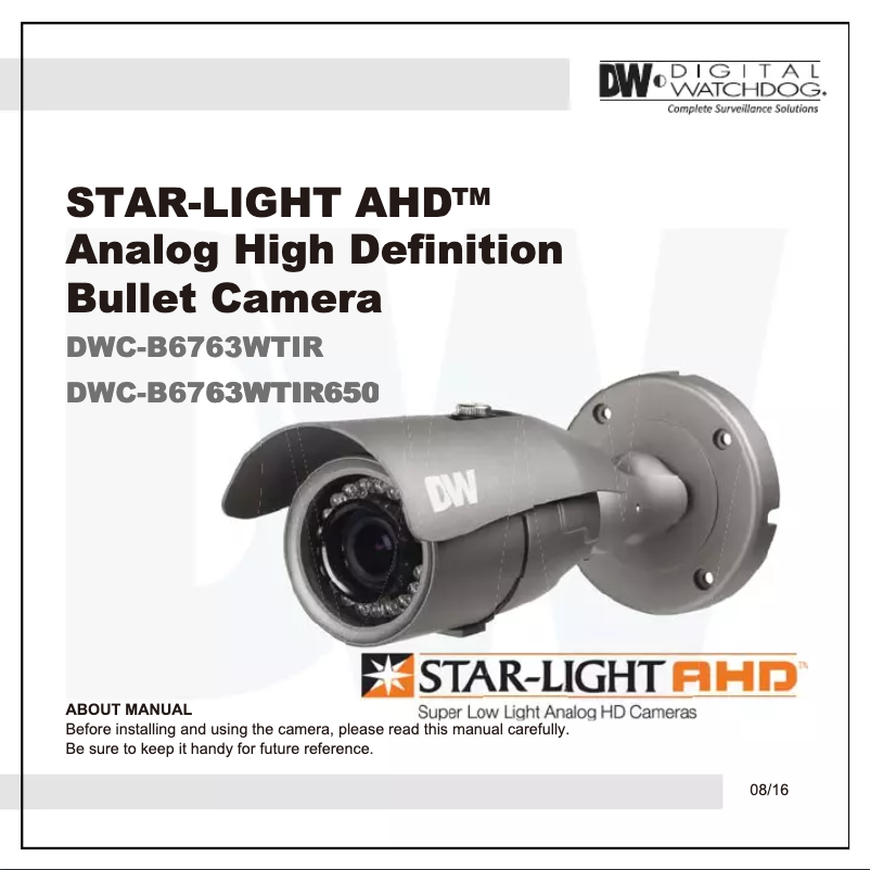 Page n°1 - Manuel utilisateur Digital Watchdog Star-Light AHD DWC-B6763WTIR650