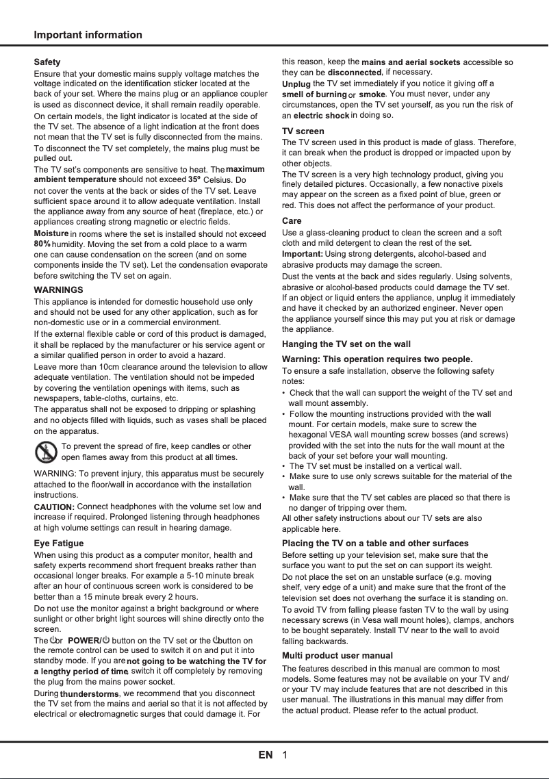 Page n°1 - Manuel utilisateur Thomson 46FW5563