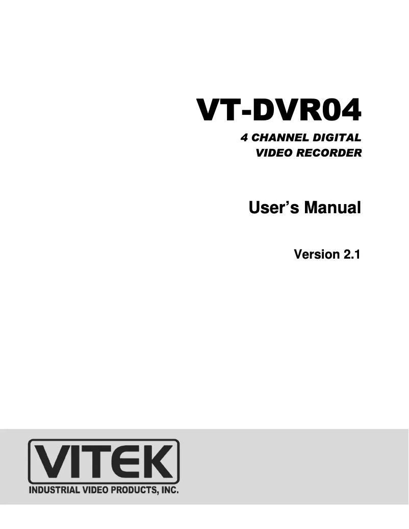 Page 1 of the manual User Manual Vitek VT-DVR04