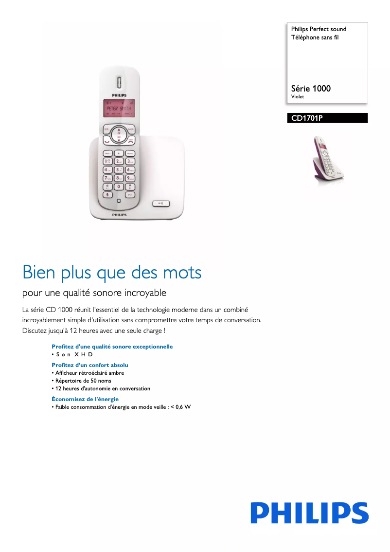 Página 1 del manual Ficha técnica Philips Perfect sound CD1701P
