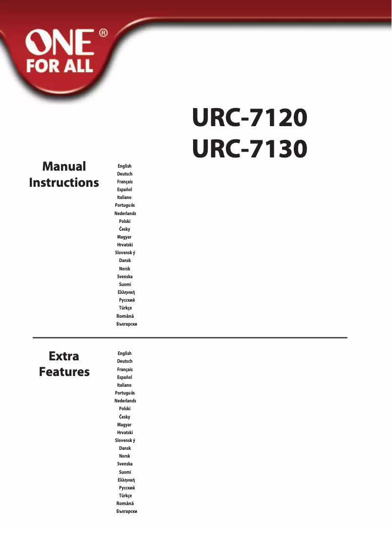 Page n°1 - Manuel utilisateur One for all URC 7130 Essence 3