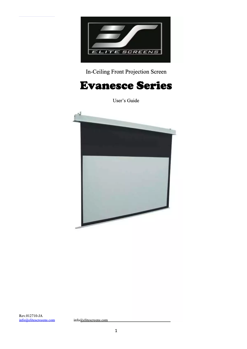 Page n°1 - Manuel utilisateur Elite Screens ezFrame R100WH1