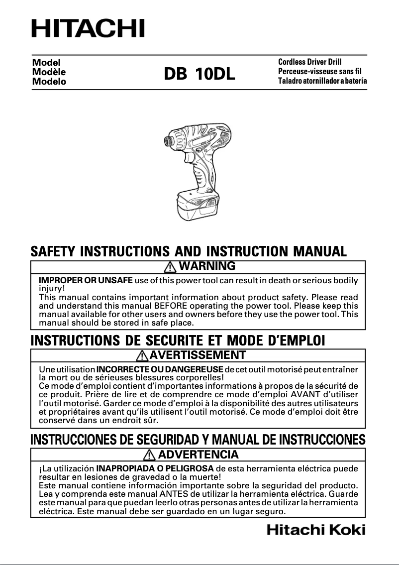 Image de la première page du manuel de l'appareil DB10DL