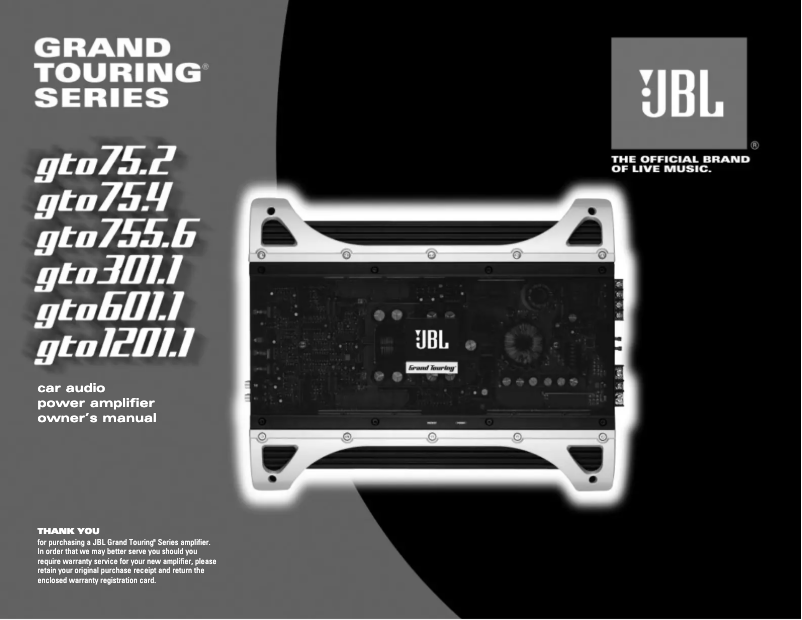 Page 1 de la notice Manuel utilisateur JBL Grand Touring GTO75.2