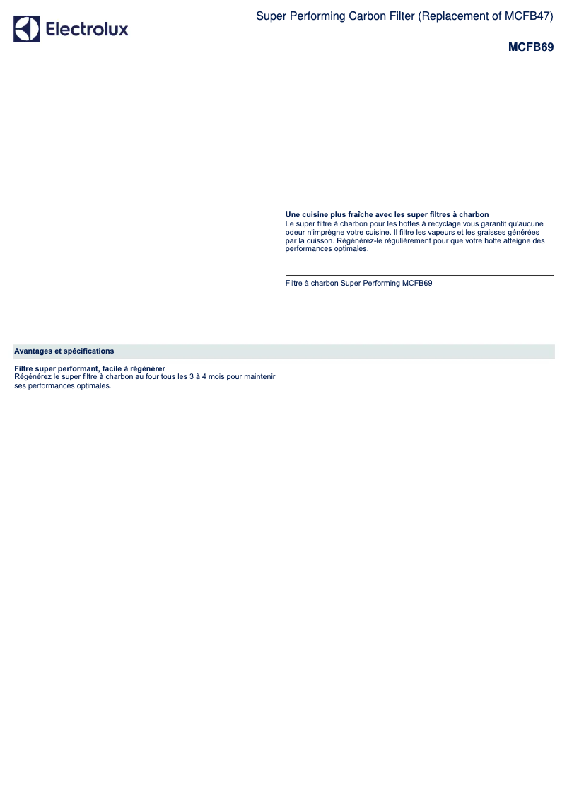 Page n°1 - Fiche technique AEG MCFB69