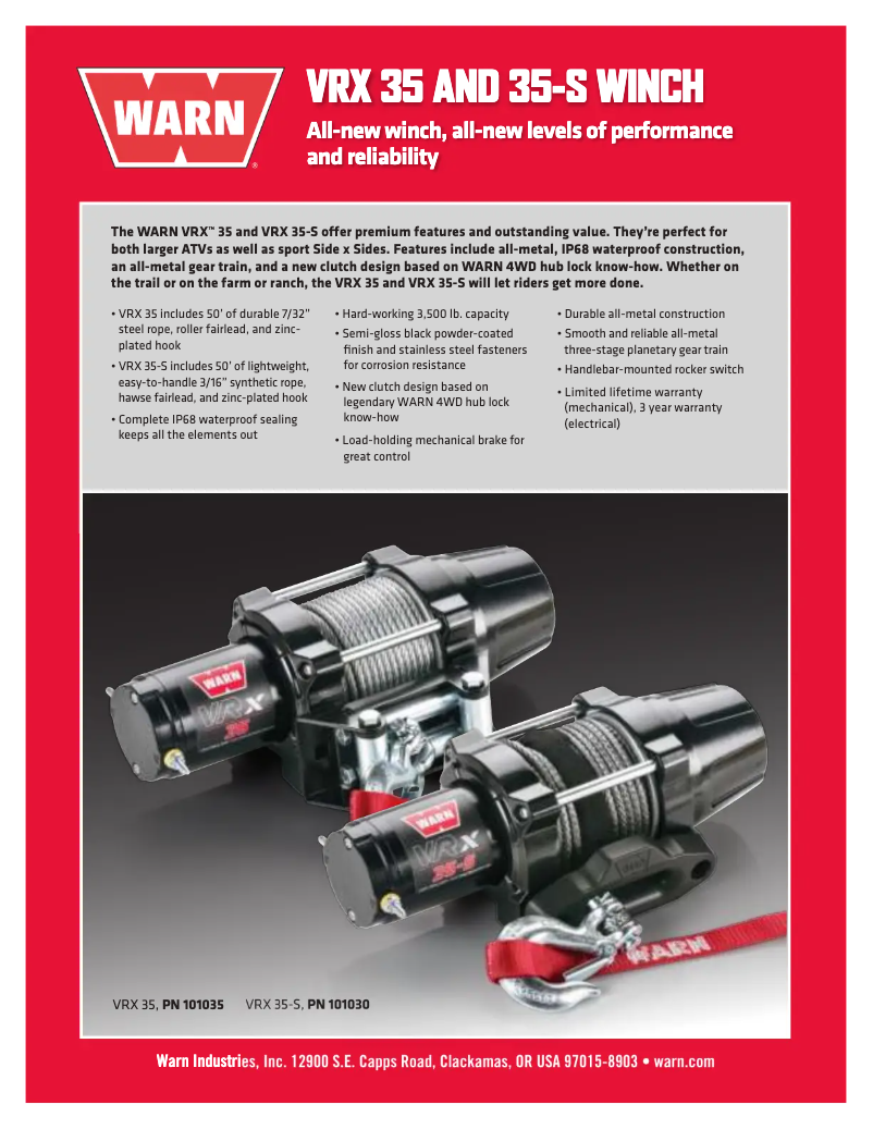 Page 1 de la notice Manuel utilisateur WARN VRX 35-S