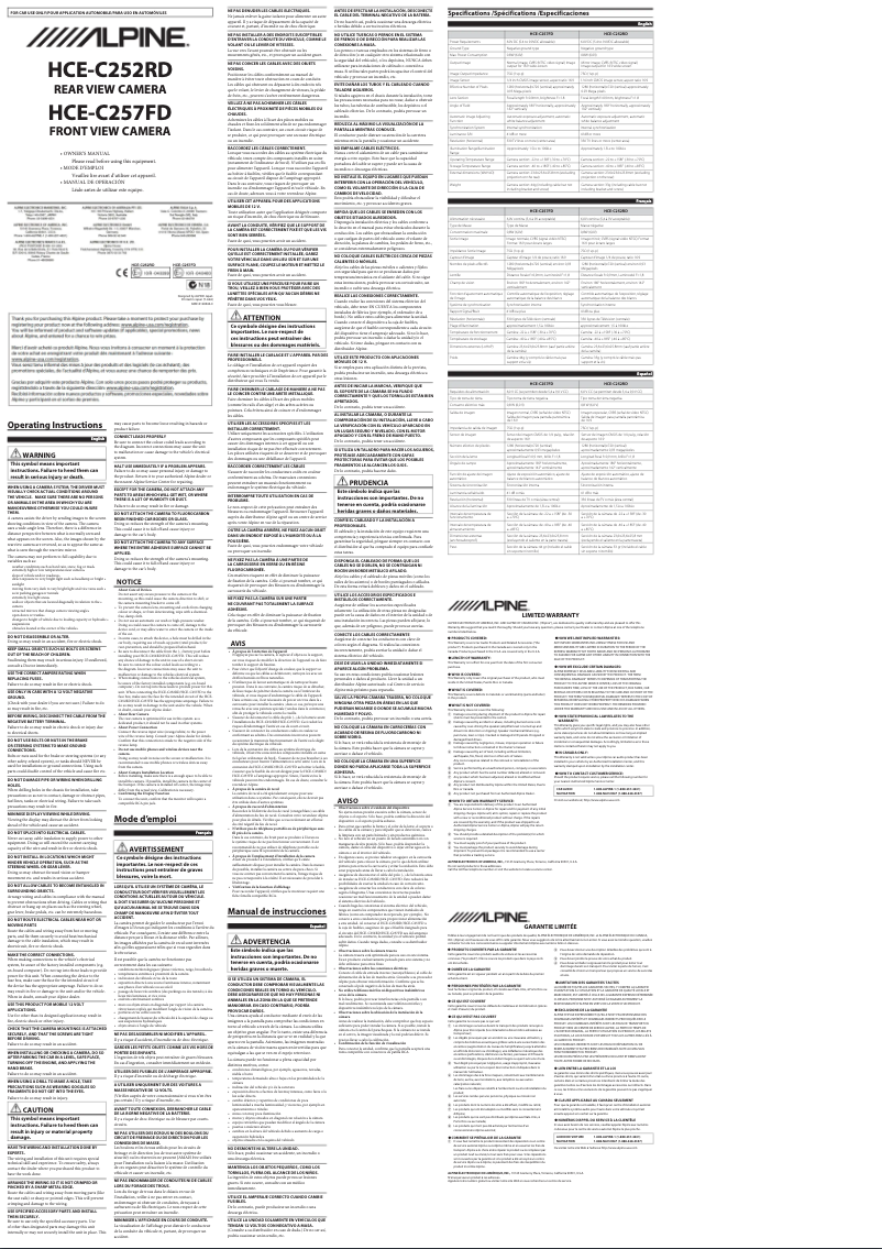 Page n°1 - Manuel utilisateur Alpine HCE-C257FD