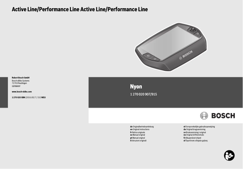 Page 1 de la notice Manuel utilisateur Bosch Nyon Active Line