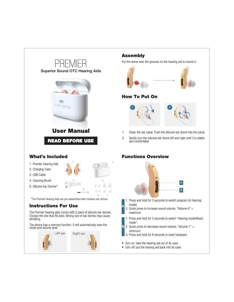 Page n°1 - Manuel utilisateur CLEAR&WISE Premier