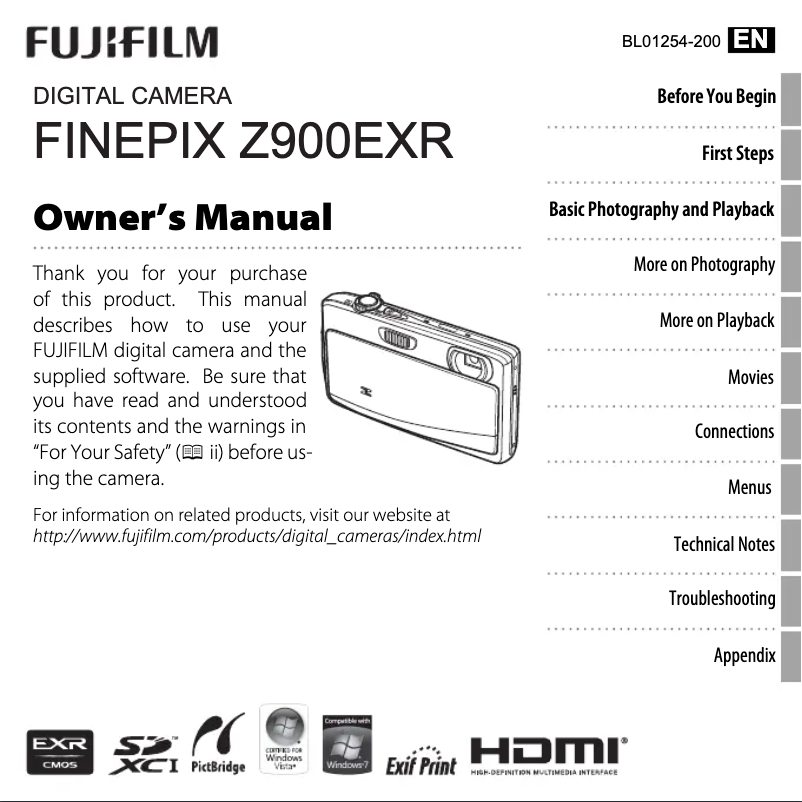 Page n°1 - Manuel utilisateur Fujifilm FinePix Z905EXR
