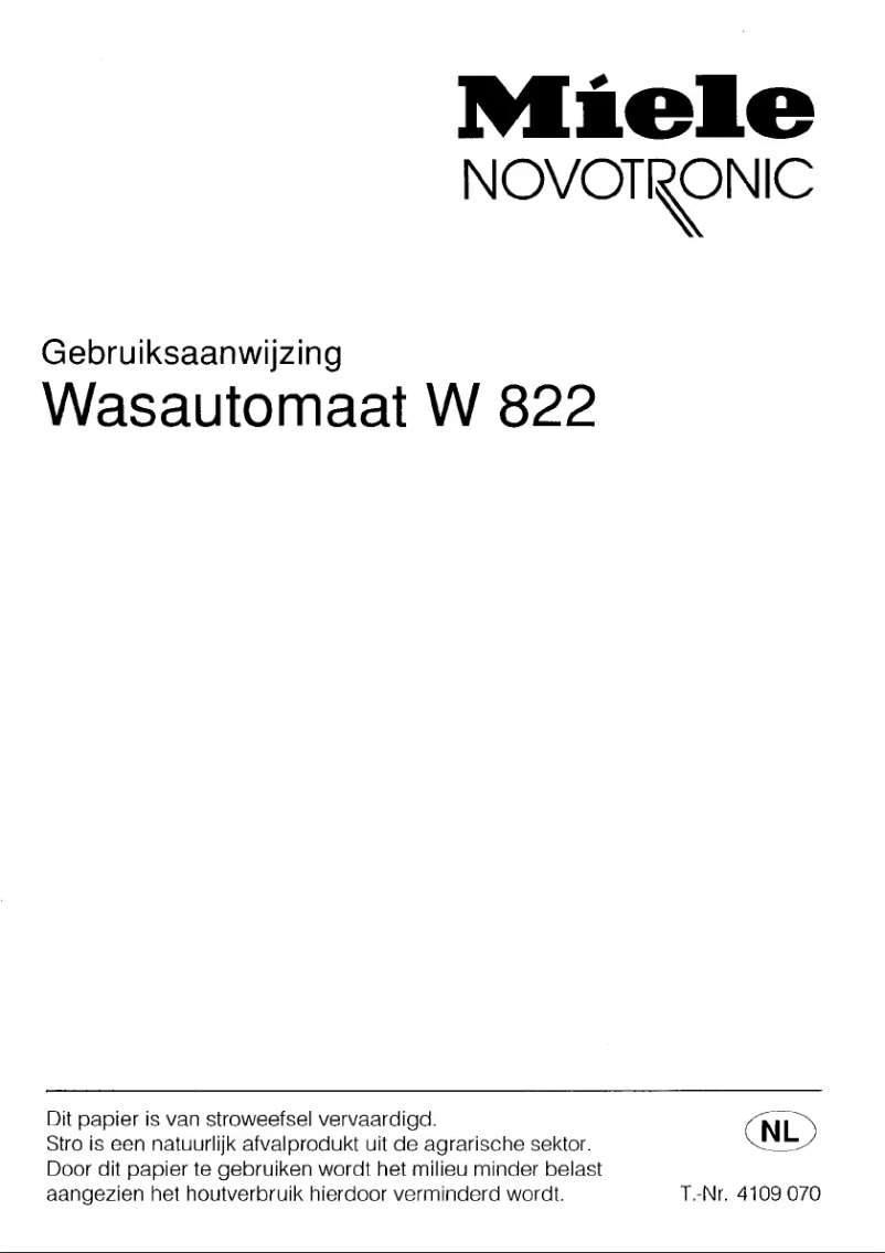 Page n°1 - Manuel utilisateur Miele Novotronic W 822