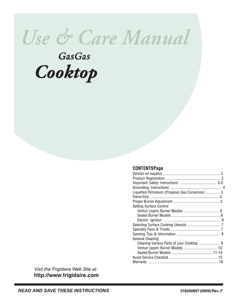 Page n°1 - Manuel utilisateur Frigidaire GLGC30S8CS