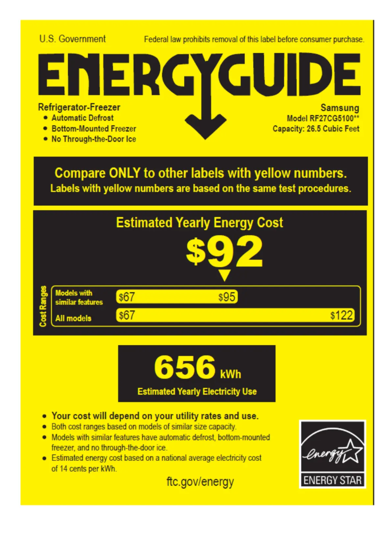 Page 1 de la notice Label énergétique Samsung RF27CG5100SR