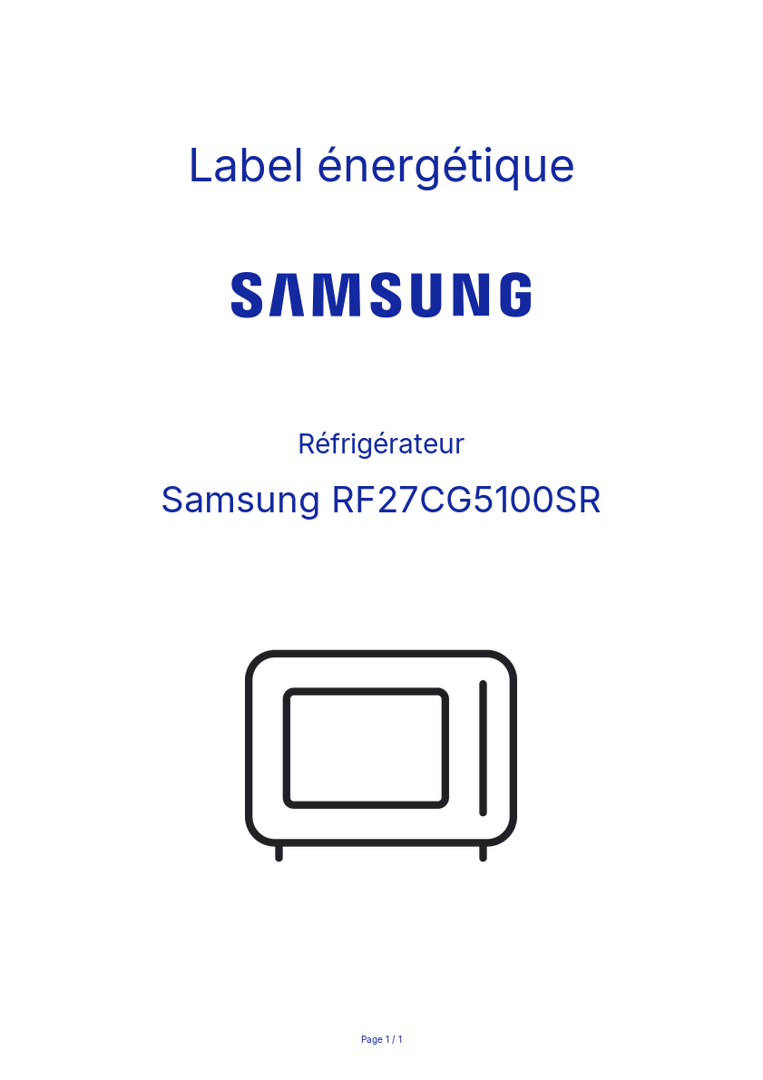 Page n°1 - Label énergétique Samsung RF27CG5100SR