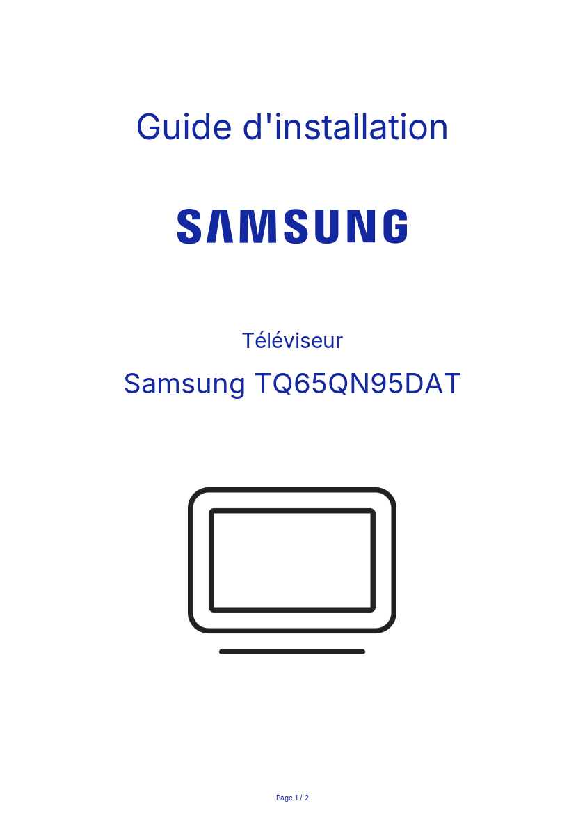 Page n°1 - Guide d'installation Samsung TQ65QN95DAT