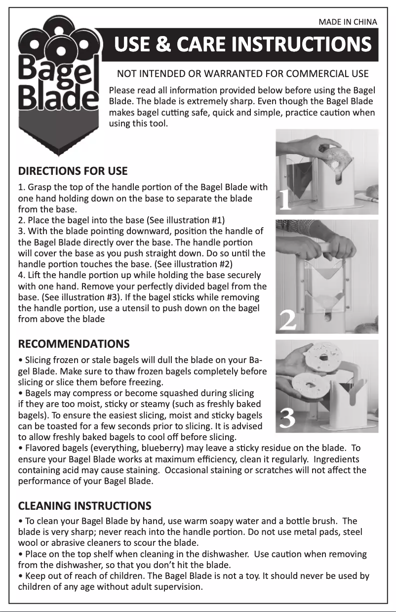 Page n°1 - Manuel utilisateur Baker's Mark Bagel Blade