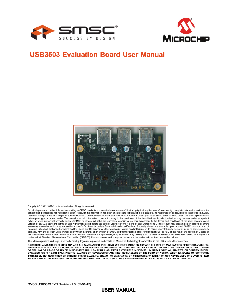 Page 1 de la notice Manuel utilisateur Microchip USB3503