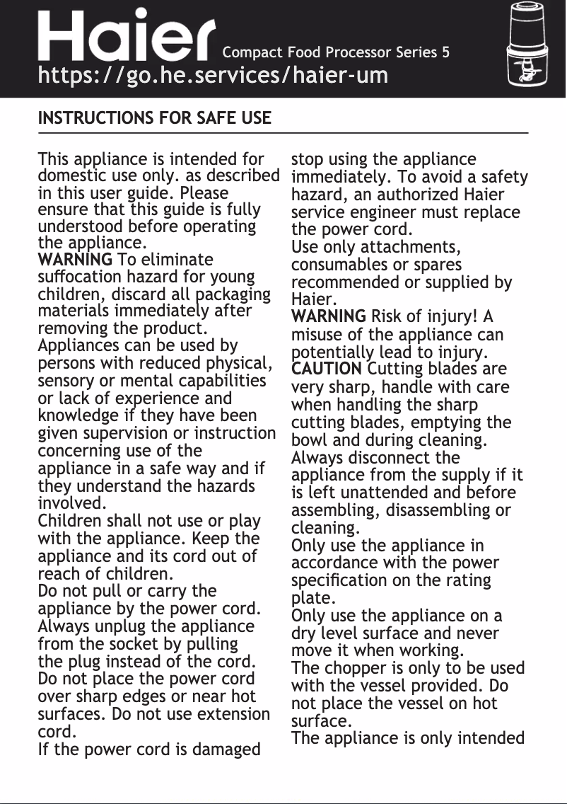 Page 1 de la notice Mode d'emploi Haier HCH5B1 001