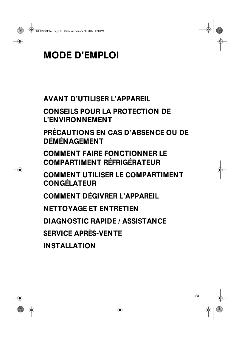 Page 1 de la notice Manuel utilisateur Bauknecht KRIE 3010/A