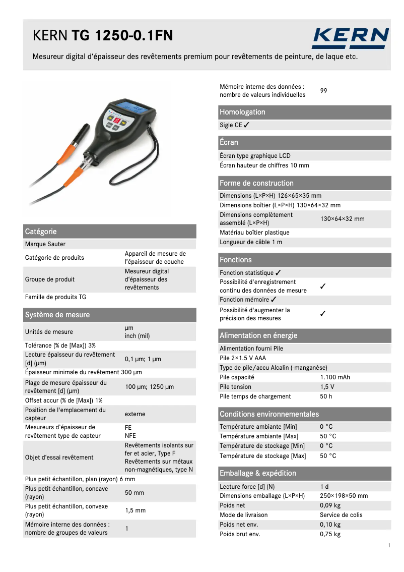 Image de la première page du manuel de l'appareil TG 1250-0.1FN