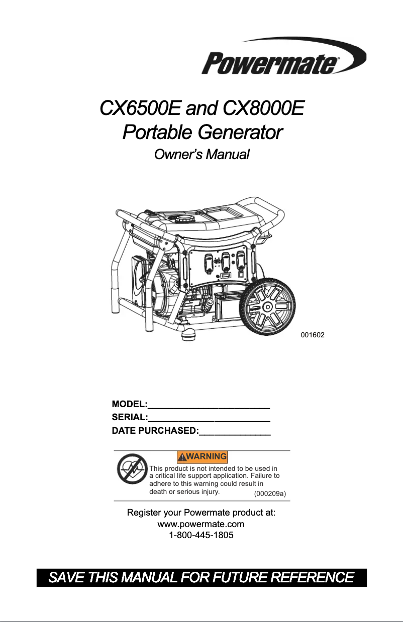 Page n°1 - Manuel utilisateur Powermate CX8000E