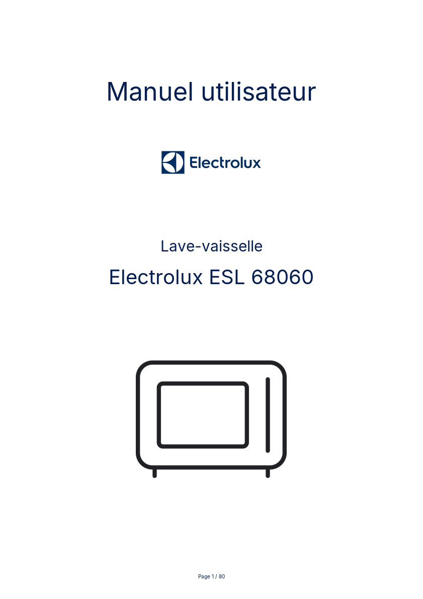 Page n°1 - Manuel utilisateur Electrolux ESL 68060