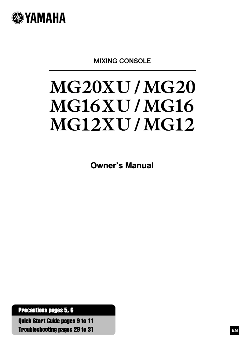 Page n°1 - Manuel utilisateur Yamaha MG16