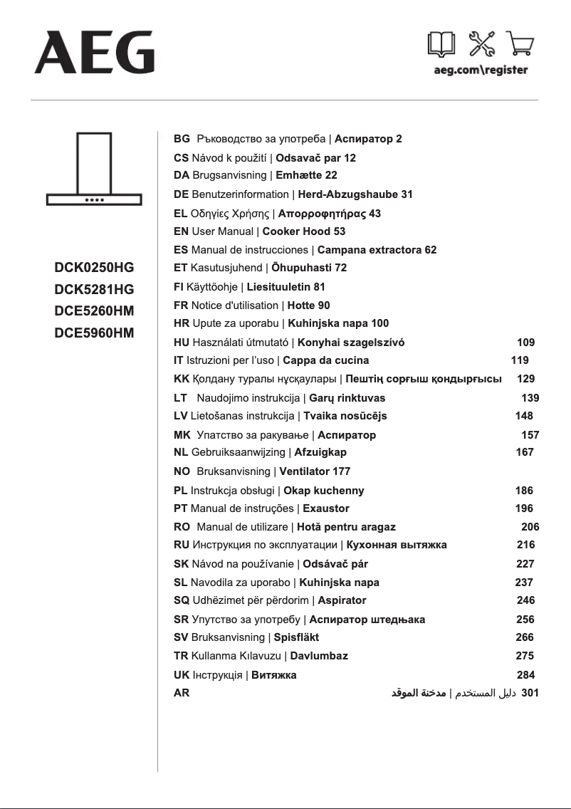 Page 1 de la notice Manuel utilisateur AEG DCE5260HM