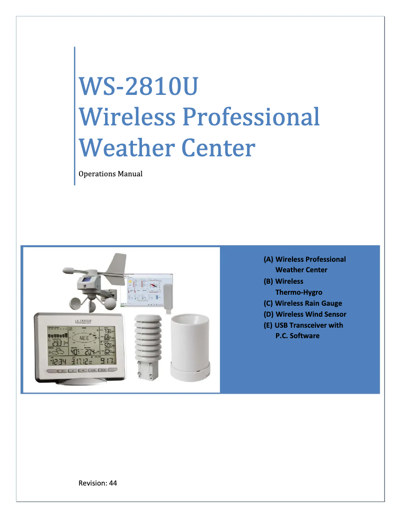 Page n°1 - Manuel utilisateur La Crosse Technology WS-2810U