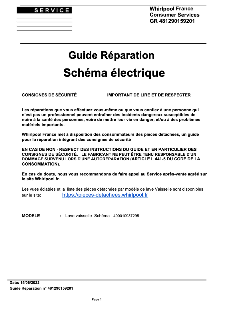 Image de la première page du manuel de l'appareil RCIO 3T131 A FE S