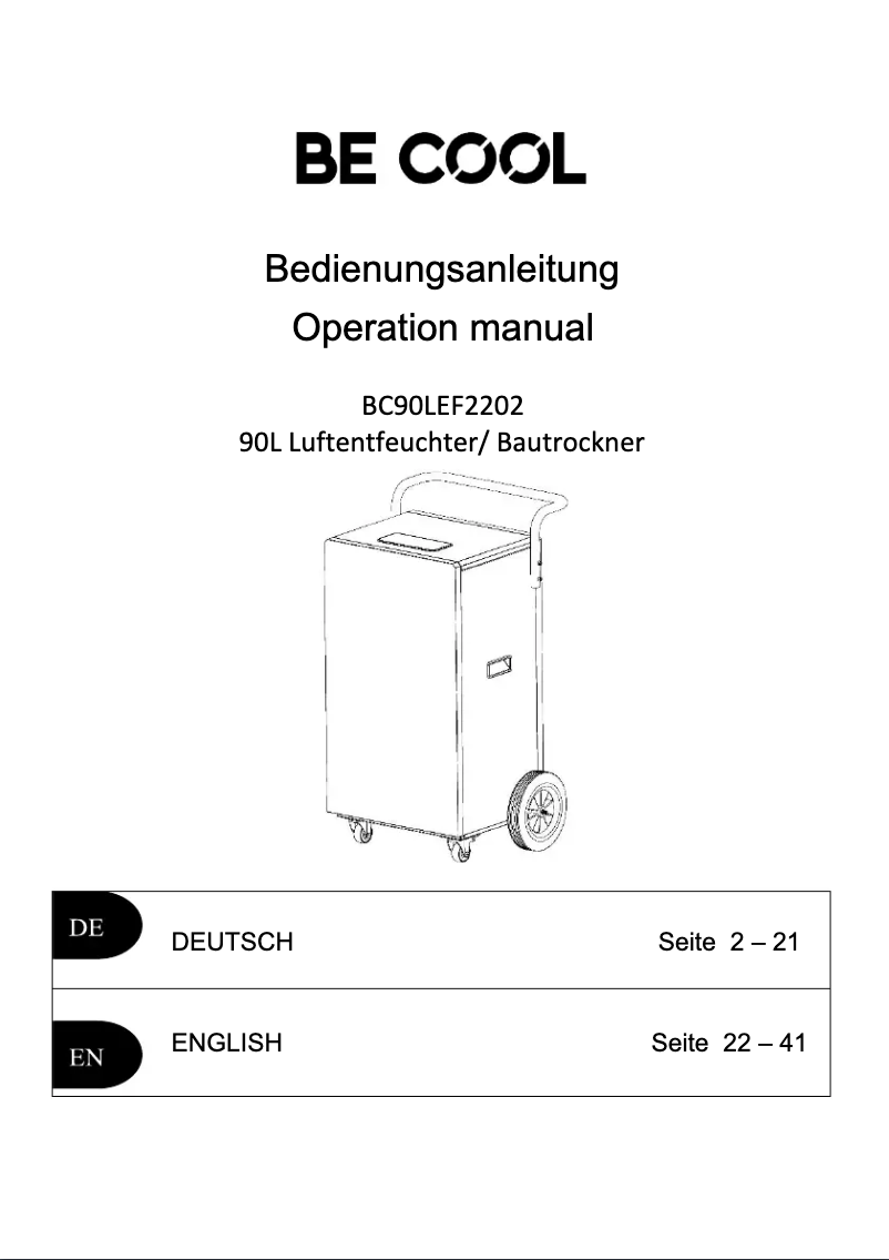 Página 1 del manual Manual de usuario Be Cool BC90LEF2202