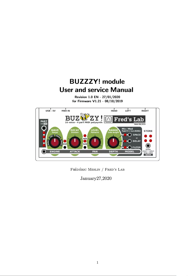 Page n°1 - Manuel utilisateur Fred's Lab Buzzy!