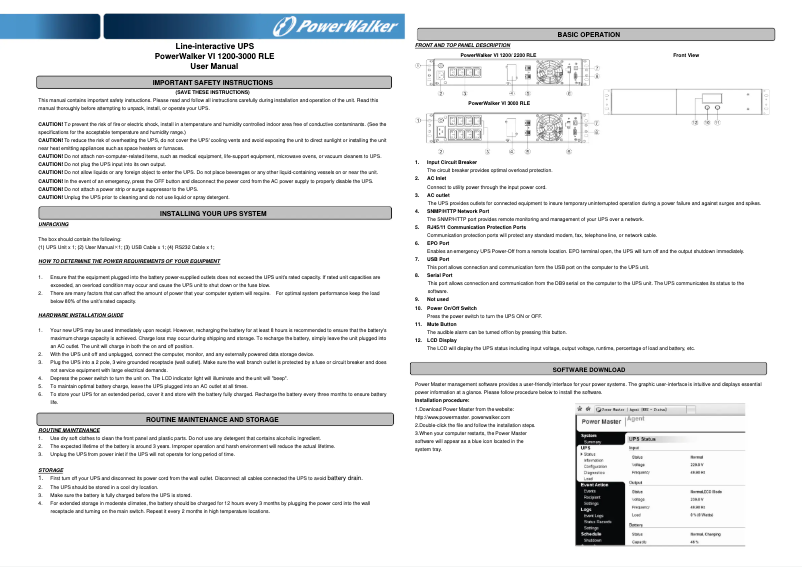 Page n°1 - Manuel utilisateur PowerWalker VI 3000 RLE