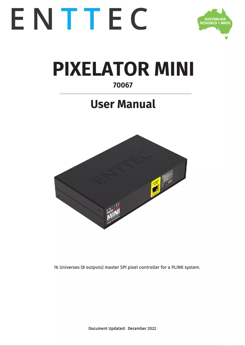 Page n°1 - Manuel utilisateur Enttec Pixelator Mini 70066
