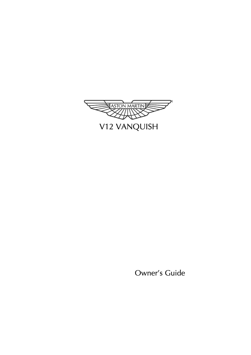 Page 1 of the manual User Manual Aston Martin V12 Vanquish (2003)