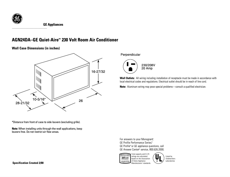 Image de la première page du manuel de l'appareil Quiet-Aire AGN24DA