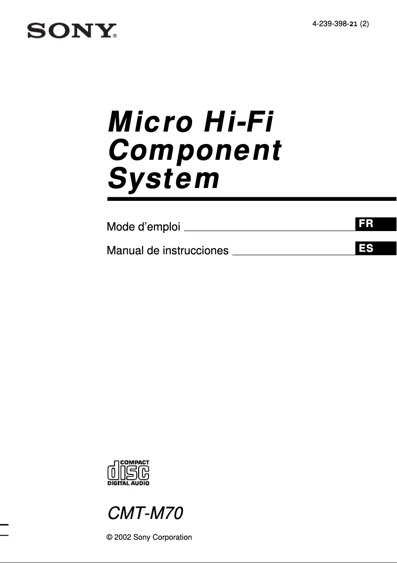 Page n°1 - Manuel utilisateur Sony CMT-M70