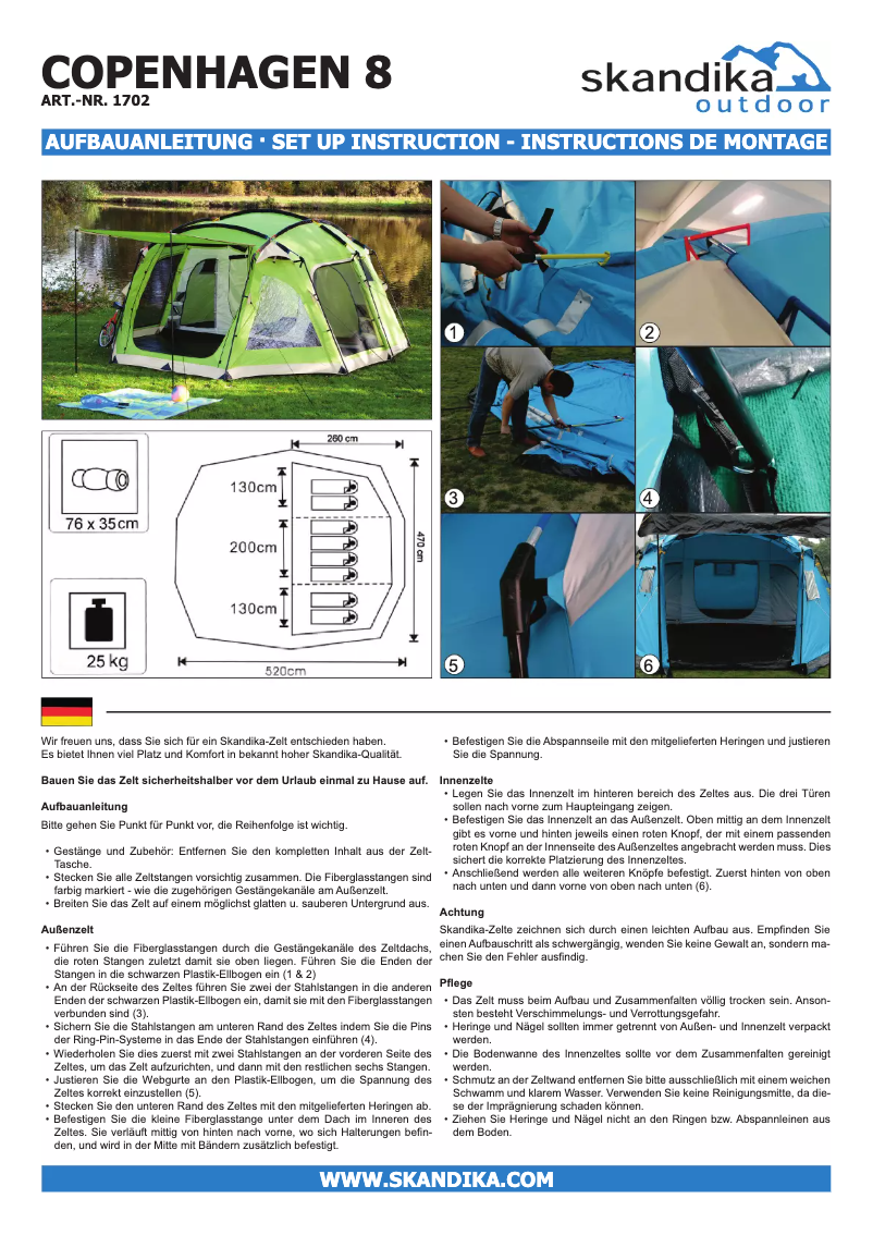 Page 1 de la notice Manuel utilisateur Skandika Copenhagen 8