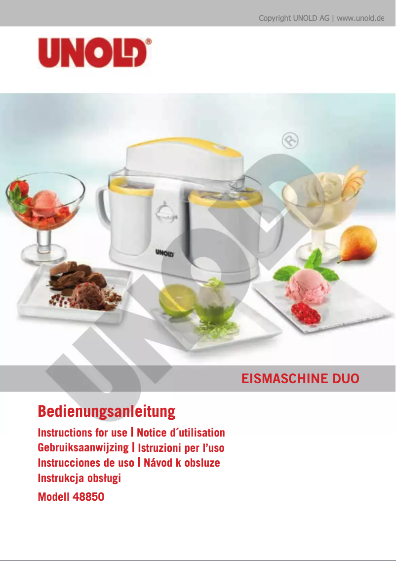 Page 1 de la notice Manuel utilisateur Unold Duo 48850