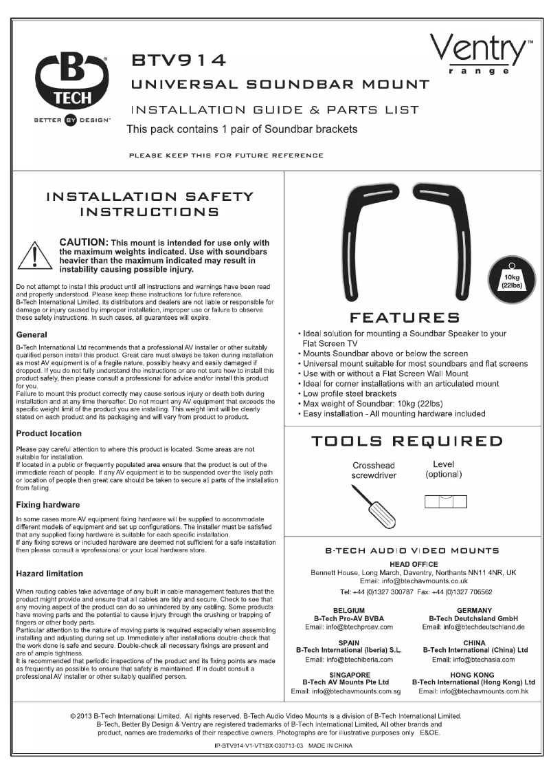 Page 1 de la notice Mode d'emploi B-Tech BTV914