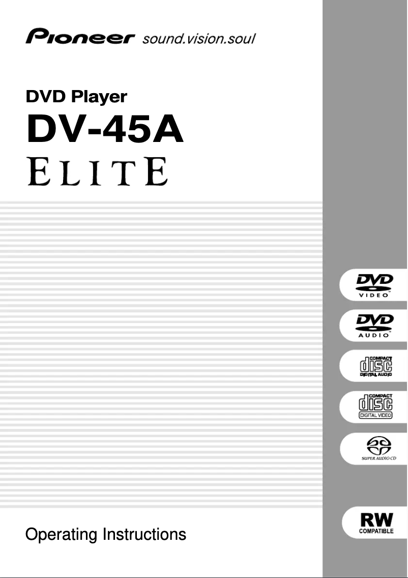 Page n°1 - Manuel utilisateur Pioneer Elite DV-45A